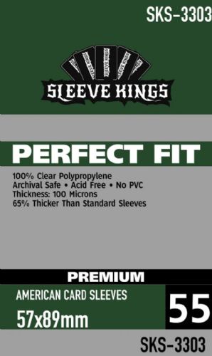 Sleeve Kings Perfect Fit Premium American Card Sleeves (57x89mm) -55 Pack, 100 Microns, SKS-3303